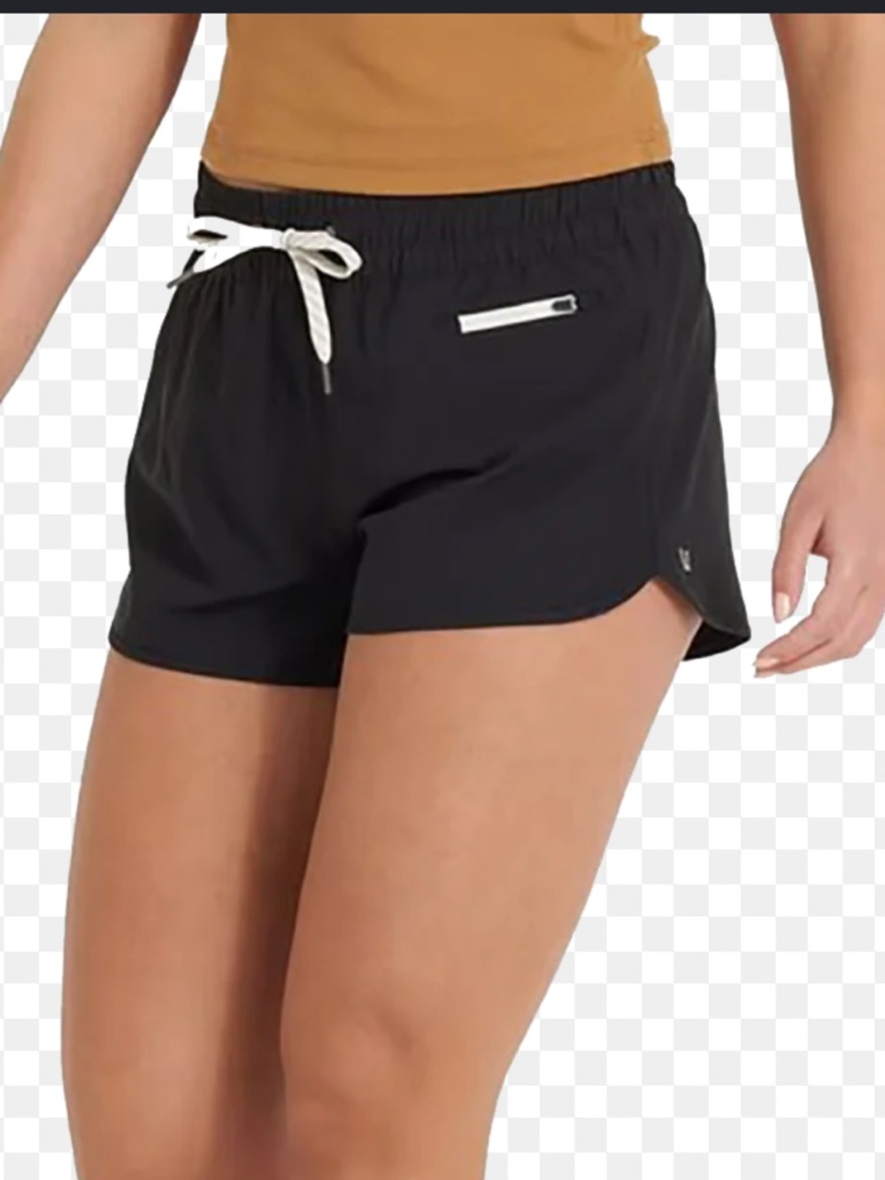 Vuori Clementine 4" Shorts in Black with White Drawcord